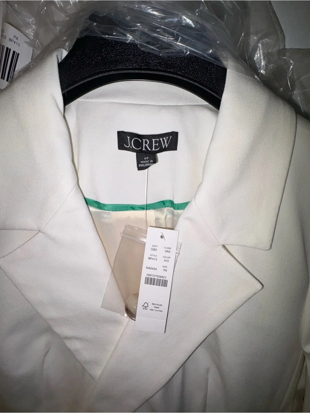 J. Crew Petite Devon Blazer in Bi-Stretch Cotton Blend- ivory